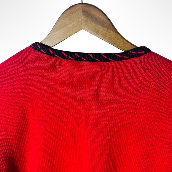 Vintage 80s Segue Christmas Cardigan Sweater Large Holiday Appliqué Knit Cottage - Picture 13 of 15